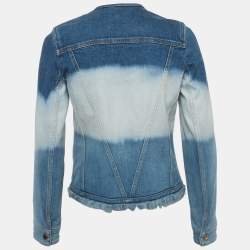 Pre Owned Louis Vuitton Blue Tie Dye Denim Raw-Edge Jacket S