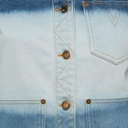 Pre Owned Louis Vuitton Blue Tie Dye Denim Raw-Edge Jacket S
