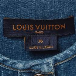 Pre Owned Louis Vuitton Blue Tie Dye Denim Raw-Edge Jacket S