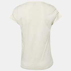 Pre Owned Louis Vuitton Cream Jersey Heart Brooch T-Shirt S