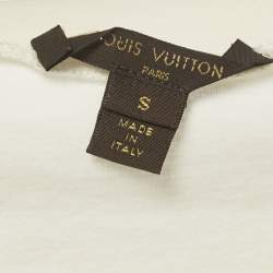 Pre Owned Louis Vuitton Cream Jersey Heart Brooch T-Shirt S