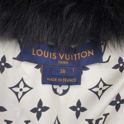 Pre Owned \جاكيت فرو فوكس إنتارسيه من لوي فيتون بتصميم دامير فرو الثعلب والراكون أبيض/أسود مقاس ٣٨\