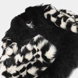 Pre Owned \جاكيت فرو فوكس إنتارسيه من لوي فيتون بتصميم دامير فرو الثعلب والراكون أبيض/أسود مقاس ٣٨\