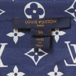 Pre Owned Louis Vuitton Navy Blue Monogram Silk Button Up Shirt & Pants Suit S/M