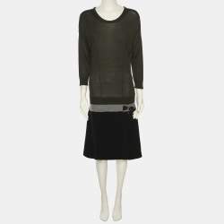 Pre Owned Louis Vuitton Tri Color Wool Blend Mini Dress M