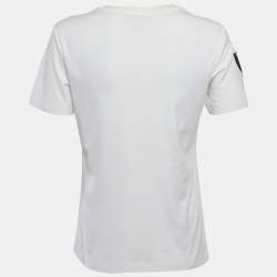 Pre Owned Louis Vuitton White Jersey Applique T-Shirt XS