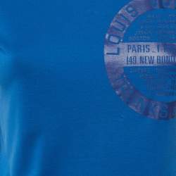 Pre Owned Louis Vuitton Blue Printed Jersey T-Shirt S