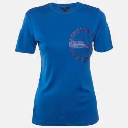 Pre Owned Louis Vuitton Blue Printed Jersey T-Shirt S