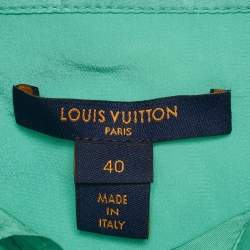 Pre Owned Louis Vuitton Green Monogram Silk Shirt and Trouser Suit S/M