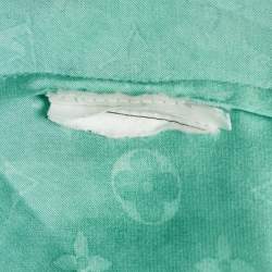 Pre Owned Louis Vuitton Green Monogram Silk Shirt and Trouser Suit S/M