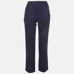 مملوكة مسبقًا Louis Vuitton Navy Blue Crepe Straight Fit Trousers M