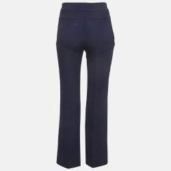 Pre Owned Louis Vuitton Navy Blue Crepe Straight Fit Trousers M