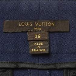 Pre Owned Louis Vuitton Navy Blue Crepe Straight Fit Trousers M