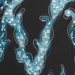 Pre Owned Louis Vuitton Black/Blue Embroidered Jersey Mini Dress M