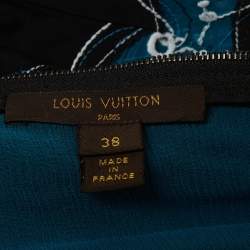 Pre Owned Louis Vuitton Black/Blue Embroidered Jersey Mini Dress M