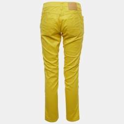 مملوكة مسبقًا بنطلون جينز لويس فويتون قطني أصفر ضيق مقاس وسط 28 بوصة