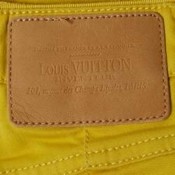 مملوكة مسبقًا بنطلون جينز لويس فويتون قطني أصفر ضيق مقاس وسط 28 بوصة