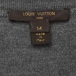 Pre Owned Louis Vuitton Grey Wool Knit and Cotton Pleated Short Dress M