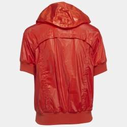 Pre Owned Louis Vuitton Red Synthetic LV Monogram Trim Hooded Jacket S
