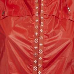 Pre Owned Louis Vuitton Red Synthetic LV Monogram Trim Hooded Jacket S