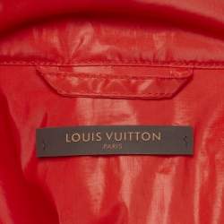 Pre Owned Louis Vuitton Red Synthetic LV Monogram Trim Hooded Jacket S