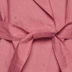 Pre Owned معطف لويس فيتون وردي من مزيج الحرير بياقة عريضة طويلة مقاس كبير (لارج)