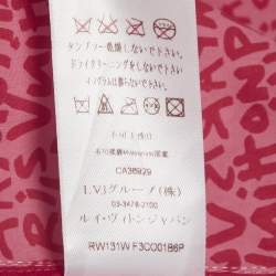 Pre Owned معطف لويس فيتون وردي من مزيج الحرير بياقة عريضة طويلة مقاس كبير (لارج)