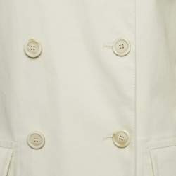 Pre Owned Louis Vuitton Off-White Gabardine Double Breasted Trench Coat S