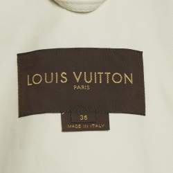 Pre Owned Louis Vuitton Off-White Gabardine Double Breasted Trench Coat S