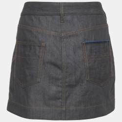 مملوكة مسبقًا تنورة قصيرة جينز رمادي لوي فيتون مقاس كبير/خصر 34 بوصة