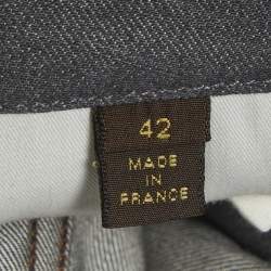 مملوكة مسبقًا تنورة قصيرة جينز رمادي لوي فيتون مقاس كبير/خصر 34 بوصة