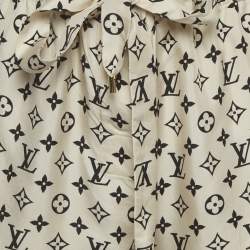 Pre Owned Louis Vuitton White Monogram Print Silk Pajama Pants M