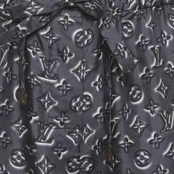 Pre Owned Louis Vuitton Grey Logo Print Silk Trousers S