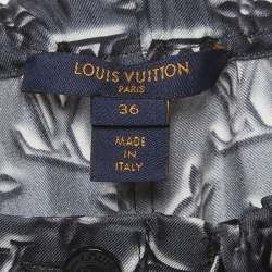 Pre Owned Louis Vuitton Grey Logo Print Silk Trousers S