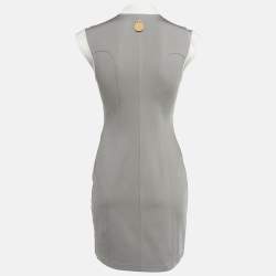 Pre Owned Louis Vuitton Grey Stretch Jersey Sleeveless Mini Dress S