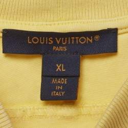 Pre Owned تي شيرت لوي فيتون أصفر بطبعة شعار بقصة فضفاضة قطنية مقاس كبير جدًا