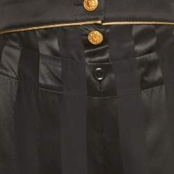 Pre Owned Louis Vuitton Black Striped Silk Blend Straight Leg Trouser M