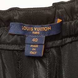 Pre Owned Louis Vuitton Black Striped Silk Blend Straight Leg Trouser M
