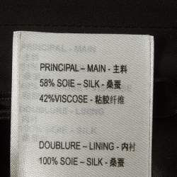 Pre Owned Louis Vuitton Black Striped Silk Blend Straight Leg Trouser M