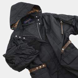 مملوكة مسبقًا Louis Vuitton Hooded Zip Coat Size 38 Black Nylon & Monogram