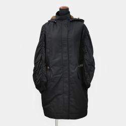مملوكة مسبقًا Louis Vuitton Hooded Zip Coat Size 38 Black Nylon & Monogram