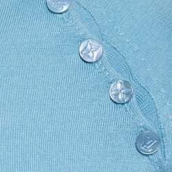 Pre Owned Louis Vuitton Blue Cashmere Short Sleeve Top S
