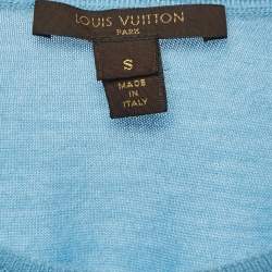 Pre Owned Louis Vuitton Blue Cashmere Short Sleeve Top S
