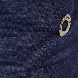 Pre Owned Louis Vuitton Navy Blue Jersey Crew Neck Top M