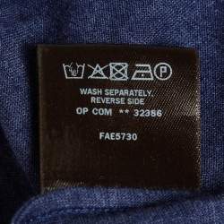 Pre Owned Louis Vuitton Navy Blue Jersey Crew Neck Top M