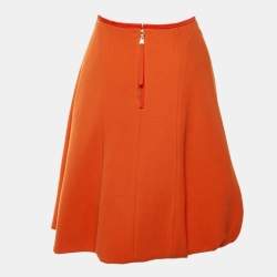 مملوكة مسبقًا تنورة لويس فيتون صوف برتقالي مطوي طول الركبة مقاس متوسط (ميديوم)