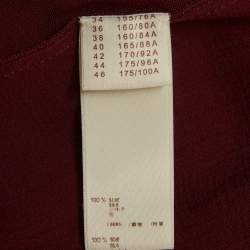 Pre Owned Louis Vuitton Burgundy Sheer Silk Gold Embellished Blouse M