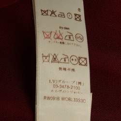 Pre Owned Louis Vuitton Burgundy Sheer Silk Gold Embellished Blouse M