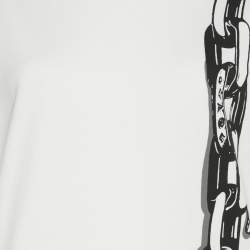 Pre Owned Louis Vuitton White Jersey Chain Print Crew Neck Half Sleeve T-Shirt S