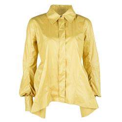 Louis Vuitton Yellow Top Stitch Detail Long Sleeve Asymmetric Shirt S